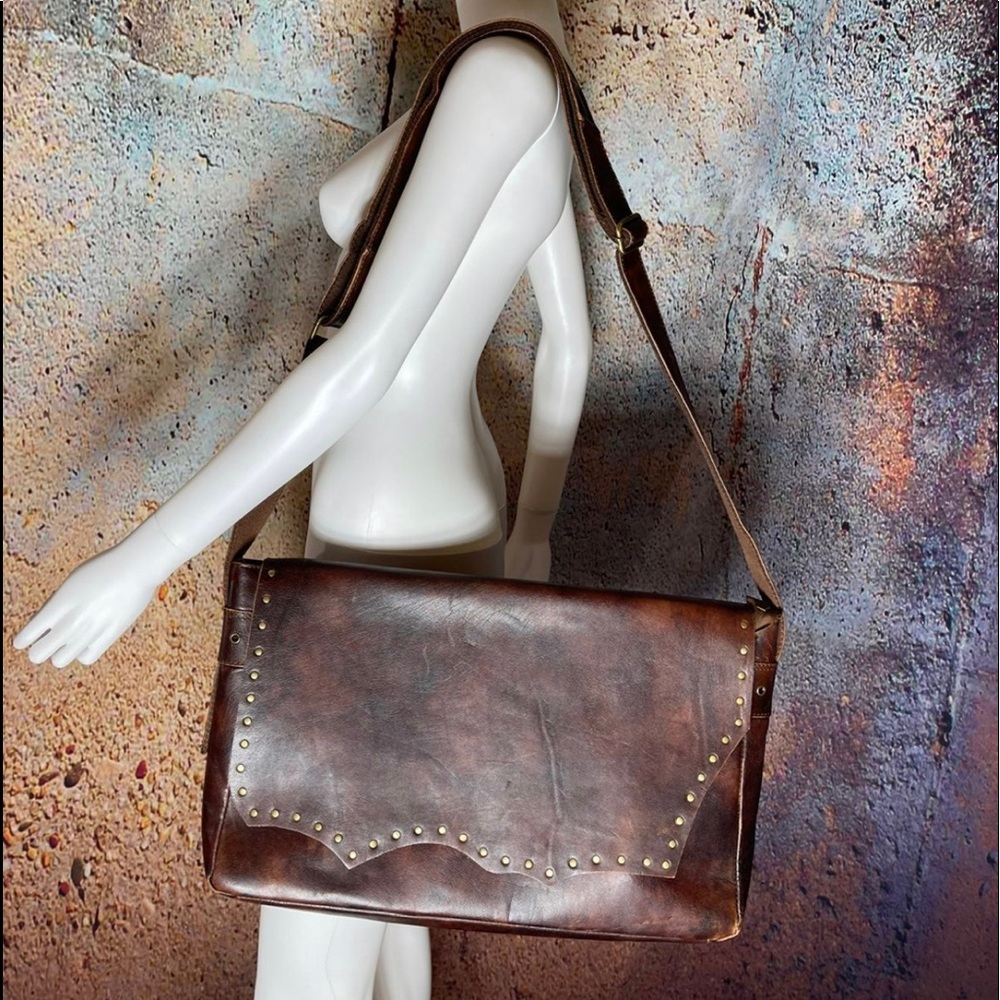 Marble Brown heavy duty Leather Bag NWT